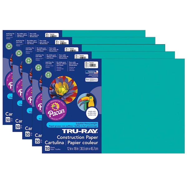 Tru-Ray Construction Paper, Turquoise, 12x18in, PK250